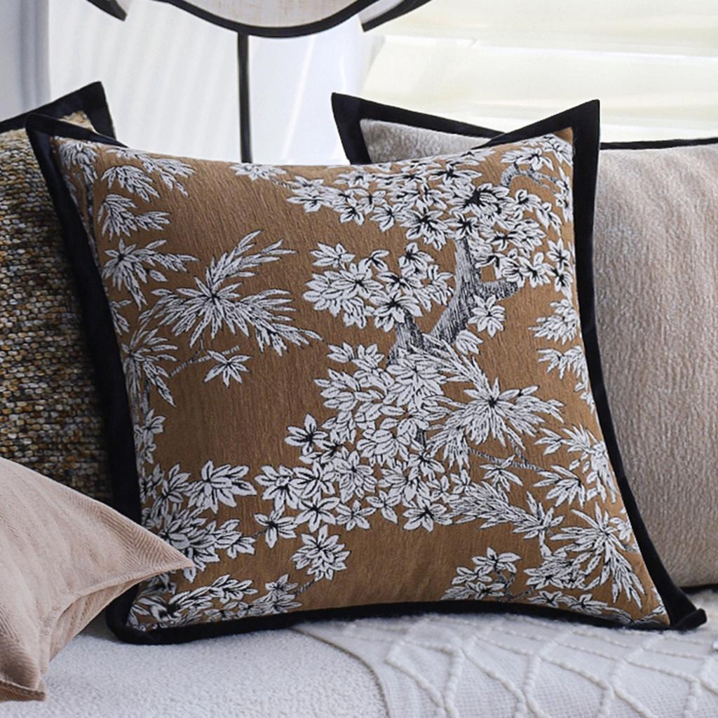 Light Luxury French Floral Pillow Sofa Living Room Middle-aged High-end Cushion Bed Pillow Car Cushion Cover with Core