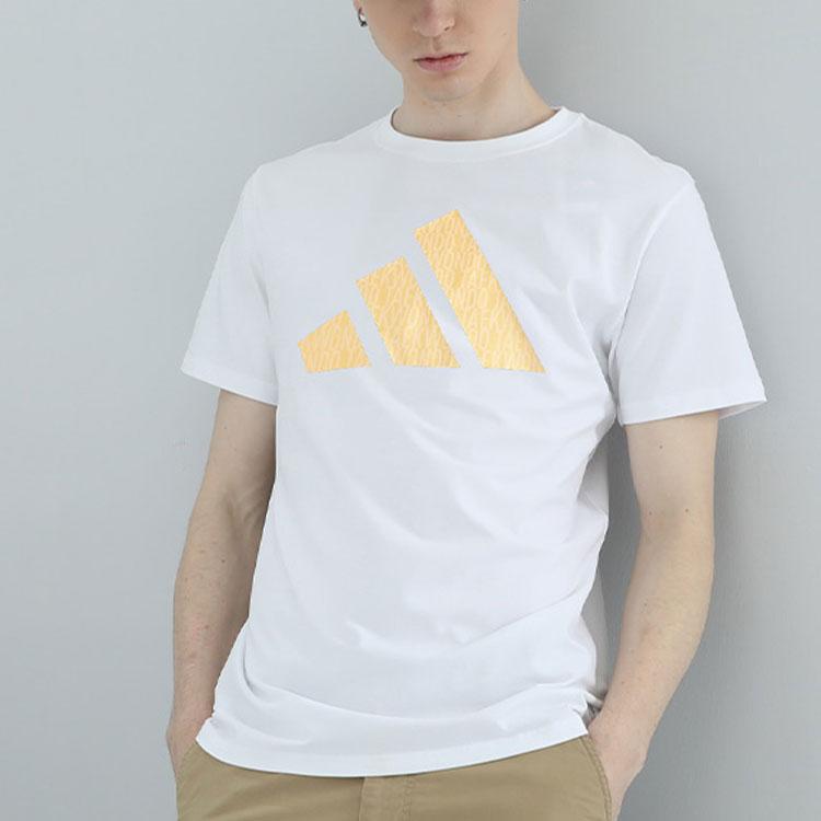 Adidas Printed Logo Knitted Round Neck Short Sleeve T-Shirt Unisex Tops Platinum ADICLTSPSTK-WG