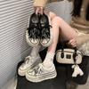 Bow beaded white shoes women's thick-soled muffin shoes 2025 spring new small height-increasing shoes casual board shoes
