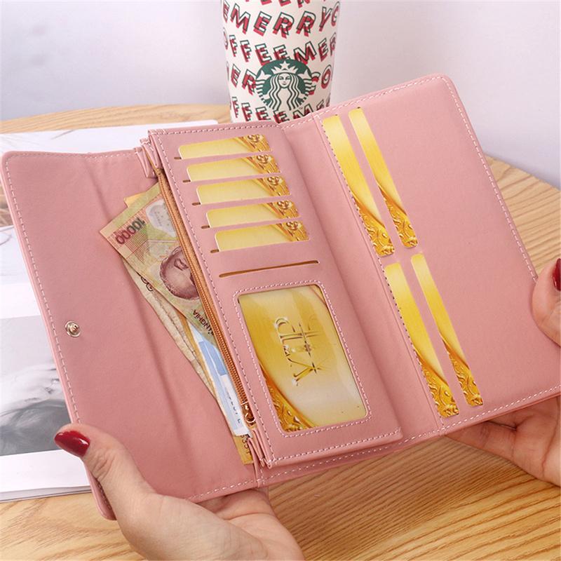 Kadın Bayan Deri Cüzdan Uzun Büyük Cüzdan Kart Telefon Tutucu Kılıf El Çantası