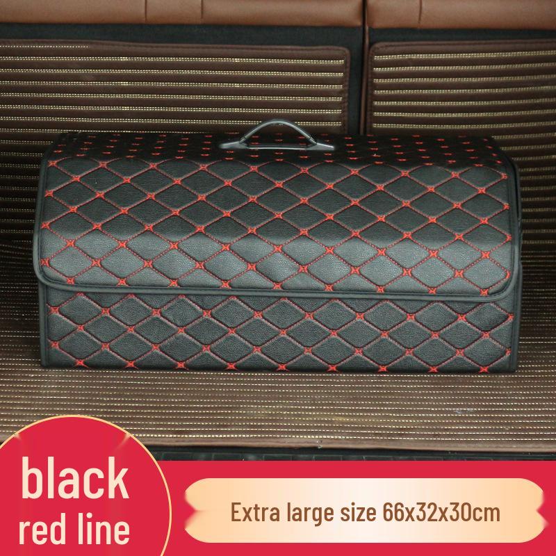 Trunk Storage Box: Multifunctional Folding Car Organizer with Logo-Printed Leather