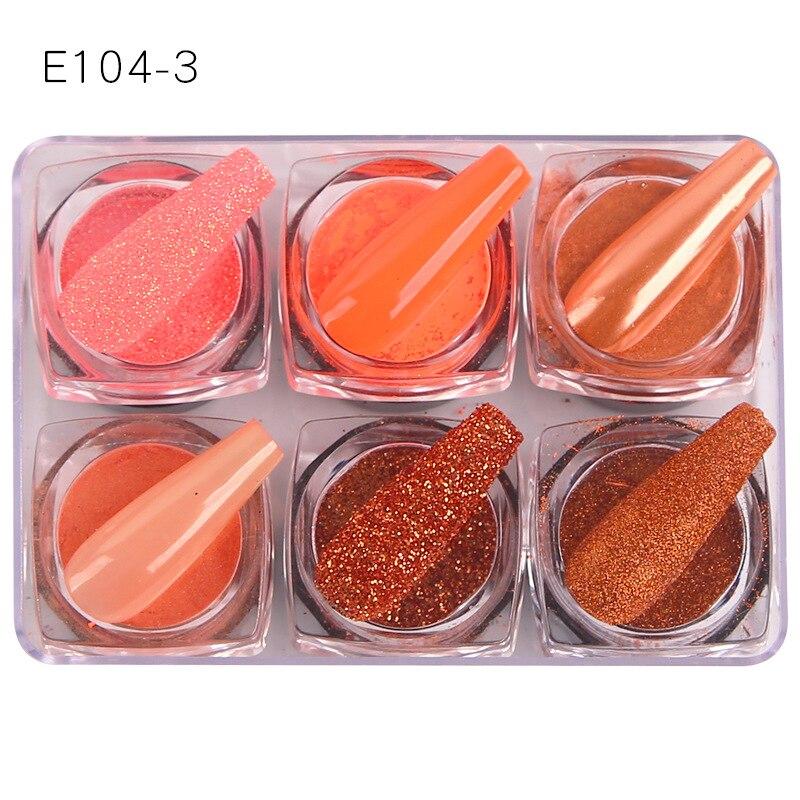 6 ks nail art třpytivý prášek na zdobení nehtů lesknoucí se pigmentové vločky flitr nail art dekorace