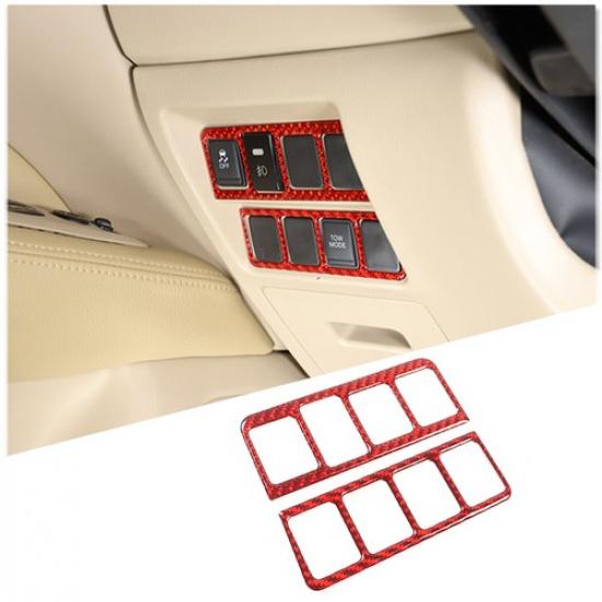 Red Carbon fiber Rear Fog Light Switch Trim Sticker For Nissan Pathfinder 13-18