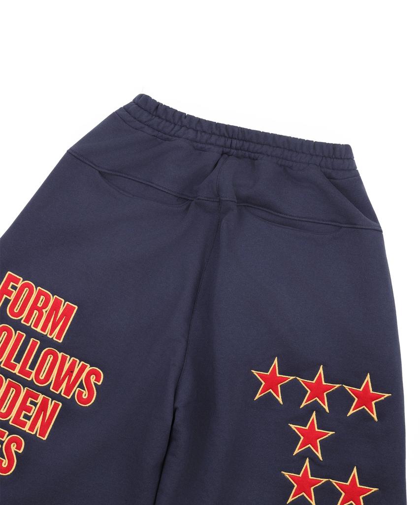 EASY NO EASY Star Lettering Patch Sweatpants - Navy