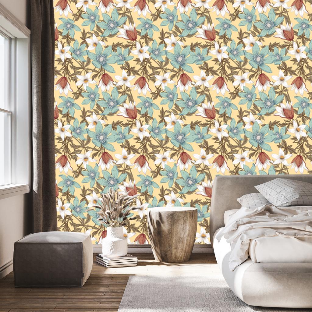 Stylish Colorful Flowers Wallpaper for Living Room and Bedroom 50x1000