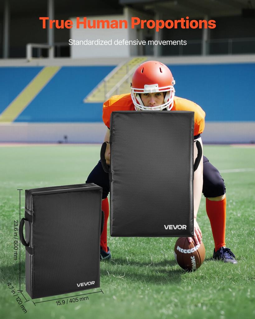 VEVOR Football Blocking Dummy, 24x16 In Blocking Pads, Kick Shield Pad with Handles, High-Density Sponge Tackle Dummies