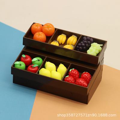 Casa de Bonecas Japonesa Mini Simulação Frutas Lanches Prateleira Modelo Ornamento em Miniatura Adereços para Fotos