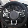 CARDAK Schwarzes Wildleder Leder Auto Lenkradbezug für Volkswagen Golf 7 MK7 GTI R VW Polo Scirocco 2015 2016