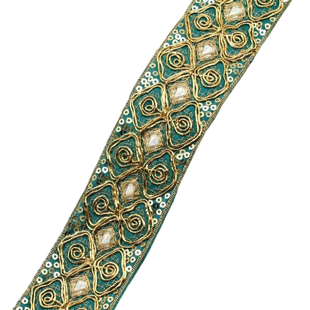 

4.5cm Wide Embroidered Lace Webbing 10 Yards Gold Thread Ethnic Lace Ribbon Handmade Sequins Embroidery Sequin Lace Ribbon One Size