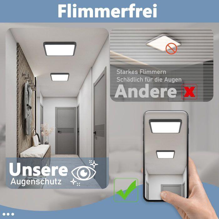 LED Ceiling Light - NETTLIFE - Square Panel 23 Cm - Black - 3000 K - 18 W