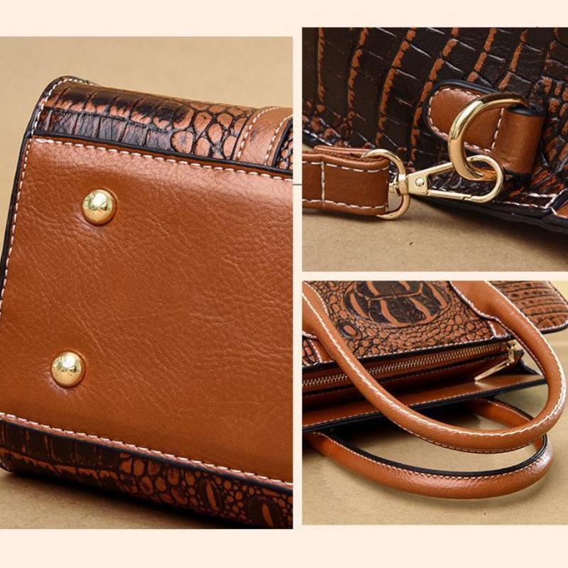 Johnature Fashion Women Big Bag Versatile Commuter Elegant Leather Handbag Leisure Large Capacity Shoulder & Crossbody Bags