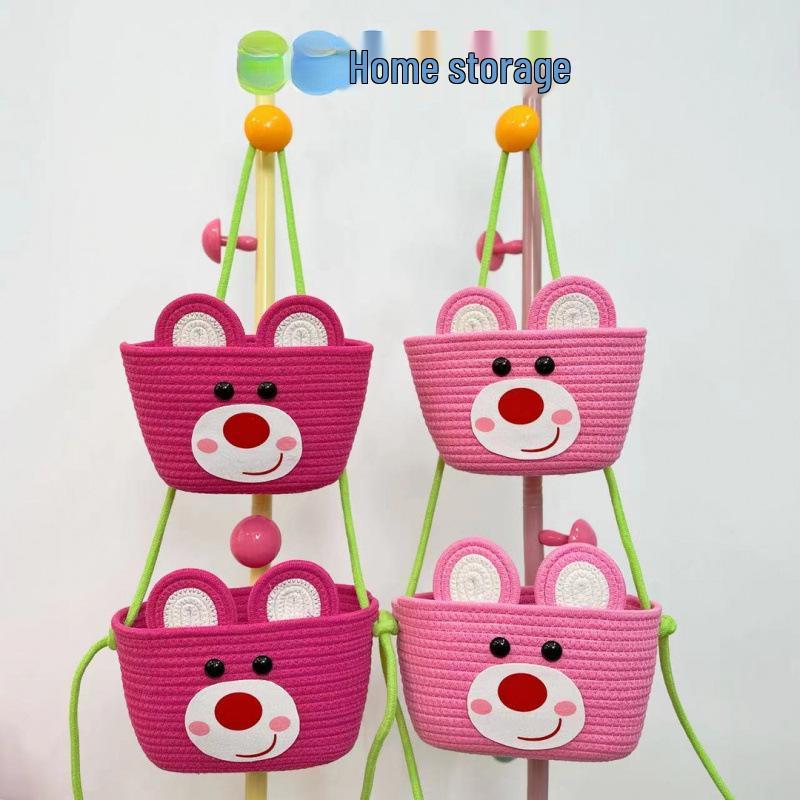 Wall-Mounted Cotton Thread Woven Storage Basket - Dormitory Room Shelf and Behind-Door Organizer