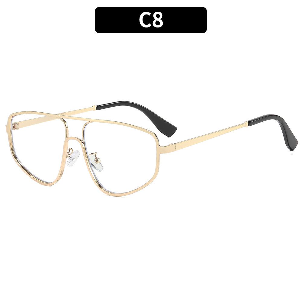 European and American fashion new double-beam metal retro sunglasses, personalized versatile street sunglasses, high-end trendy glasses