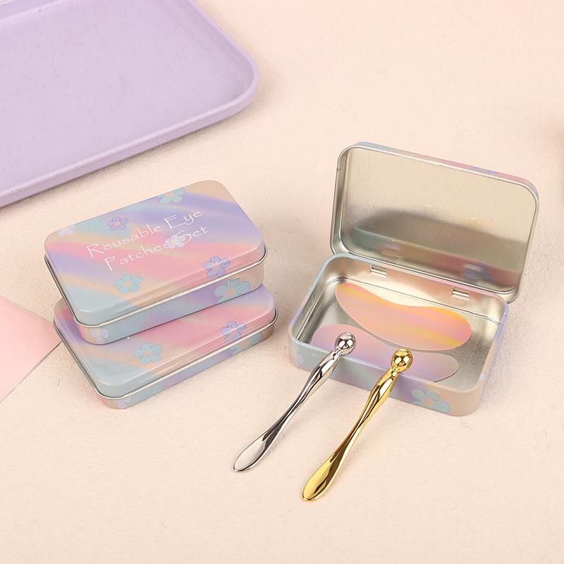 Reusable 1Pair Eye Pads With Massage Stick Silicone Lash Lift Eyelash Extension Hydrogel Patches Under Eye Gel Patch Makeup Tool