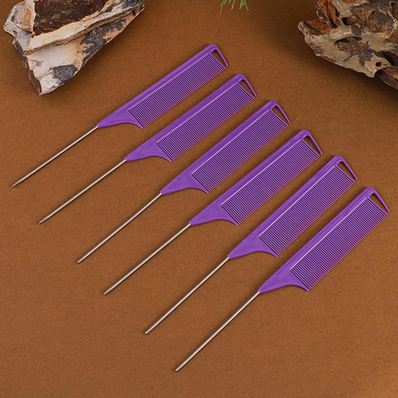 Professional Hairdressing Tools Set: Hair Dyeing Comb, Tail Comb, Flat Comb, Highlights Comb, Sectioning Needle Comb, Hair Cutting Comb