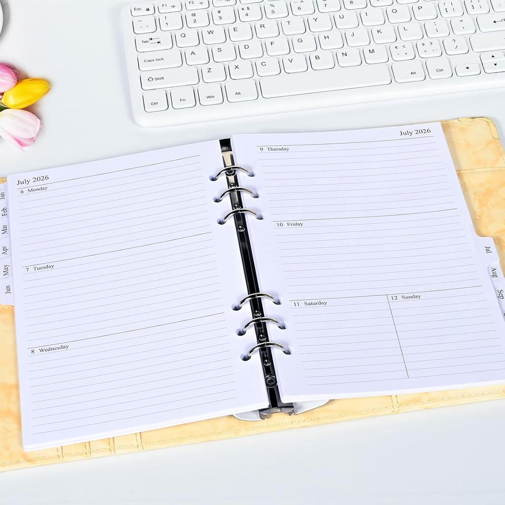 .com : 2026 Weekly & Monthly Planner Refill, A5 Medium Planner erts for 6 Holes, 5.5"x8.5", Jan. 2026 - Dec. 2026, 12 Monthly Calendars with