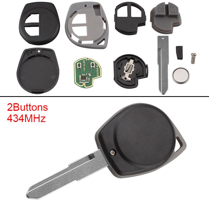 2 Buttons ABS + Metal Keyless Key Shell Car Remote Key Fob with ID46 Chip With Battery