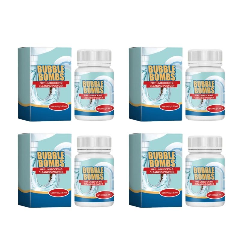 

Powerful Sink and Drain Cleaner, Pipe Dredge Powder Agent Safe Deodorizing Formula, 100g (Pack of 4) 1