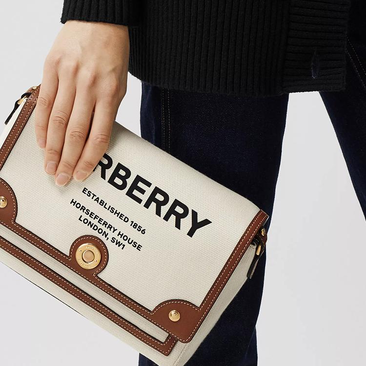 Burberry Note Adjustable Shoulder Strap Horseferry Print Calfskin Trim Messenger Bag Women Shoulder Bag 80302491