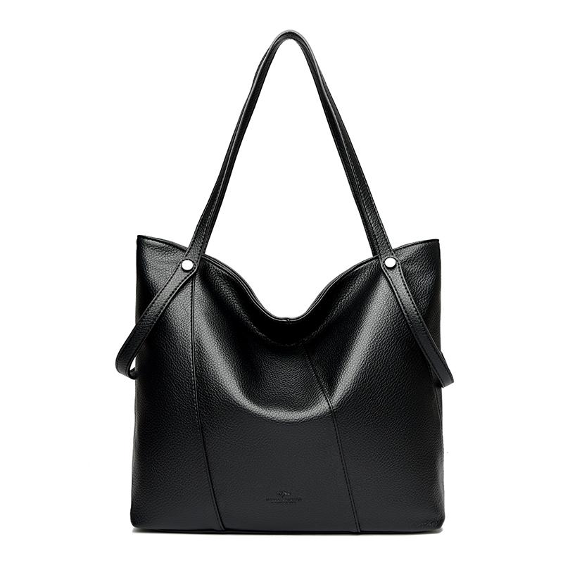 

High Quality Leather Tote Bag Square Large Capacity Messenger Bag Brand Ladies Handbag Female Fashion Shoulder Crossbody Bag Sac чёрный