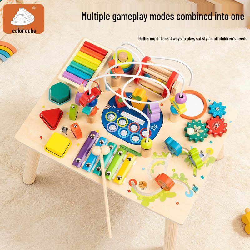 Wooden Multifunctional Busy Board with Bead Maze - Early Education Toy for Children