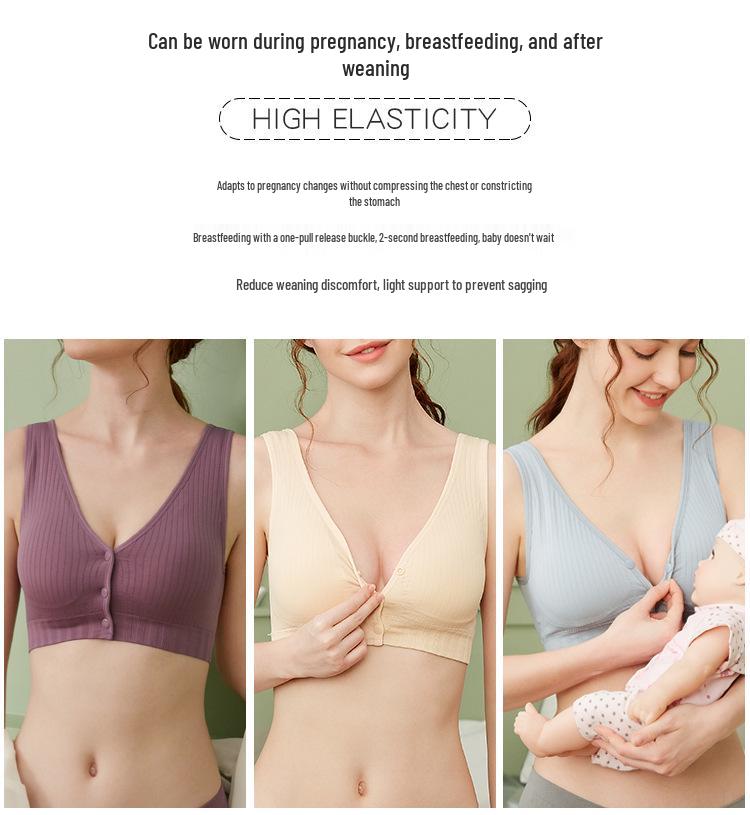Adjustable Seamless Maternity Nursing Bra with Front Buckle - Plus Size Vest Style