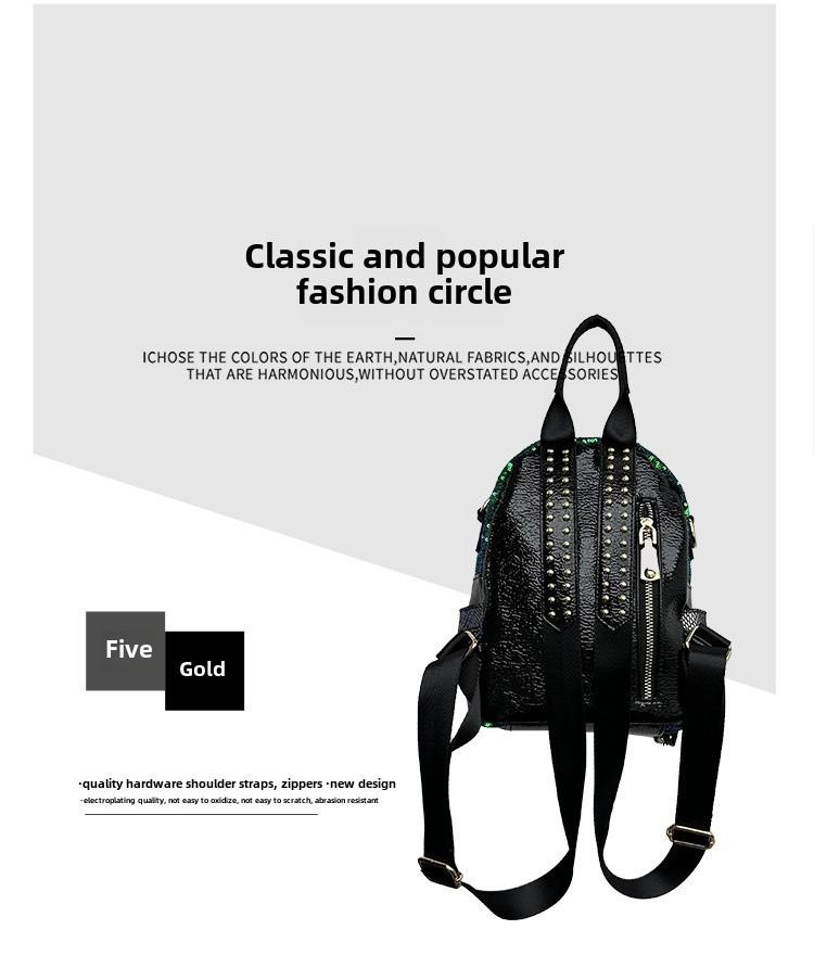 Sac à dos à paillettes de style occidental: Petit sac en cuir véritable haut de gamme à la mode 2023, sac à dos de niche pour femme polyvalent et tendance.