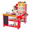 VEVOR Kids Grocery Store Playset, Wooden Play Store with Shopping Bag, Kids Supermarket Pretend Play Toy Set with Conveyor Belt, Scanner