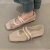 Mode Damen Mesh Mary Jane Schuhe Frau Lässig Eckige Zehenpartie Flache Sandalen Sommer 2025 Trend Weiche Sohle Kleid Komfort Atmungsaktiv Sandalias