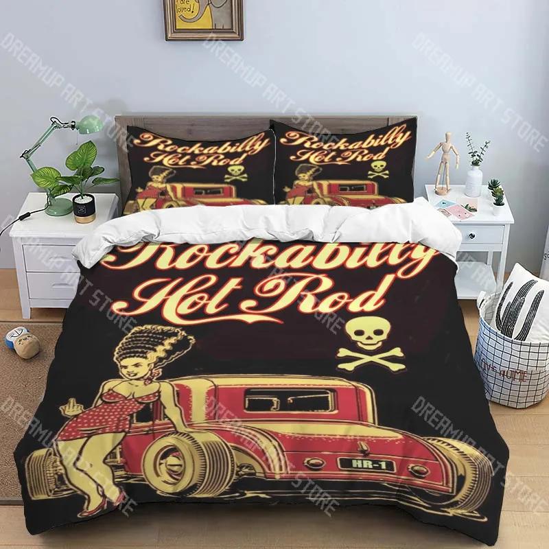 R-Retro rock hip hop music fashion trend print three piece set suitable for children or adults quilt cover pillowcase bedding