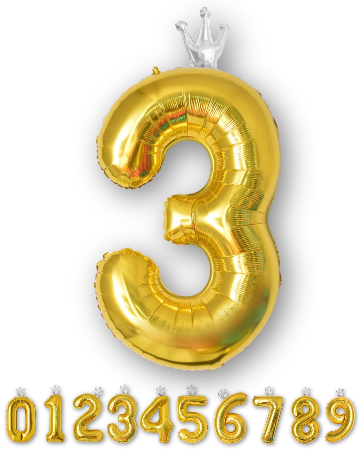 

La Kissa Balloon Number Birthday Decoration Balloon Crown 40-inch Large Number Balloon Straw 90cm Anniversary Gold Crown 3