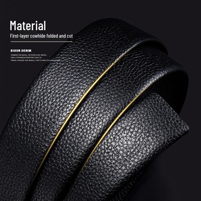 Men's American Bison Leather Automatic Buckle Business Casual Belt