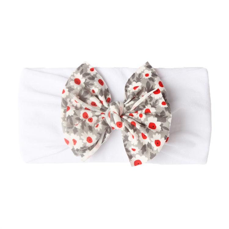 Fashion Floral Print Hairbands Cute Baby Bow Headbands Fabric Elastic Flowers Bow Headbands Hair Accessories for Kids белый