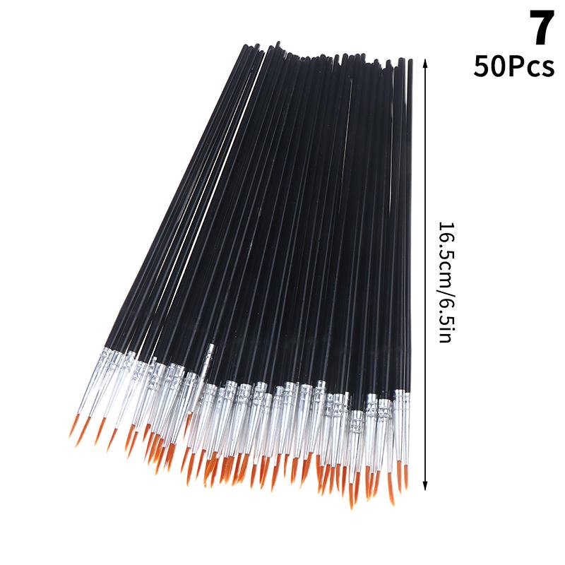 50Pcs Painting Brushes Set Art Round Flat Hair Nylon Hair Paint Brush For Oil Acrylic Watercolor Kids/Artists/Beginners/Student