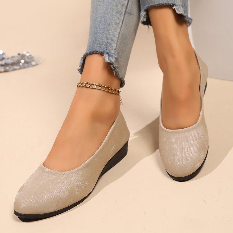 Women's Plus Size Satin Wedge Shoes Spring Retro Hong Kong Style