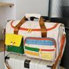 Large Capacity Oxford Fabric Gym Duffel Bag with Shoe Compartment & Adjustable Shoulder Straps, Multi-Pocket Travel Bag for Women