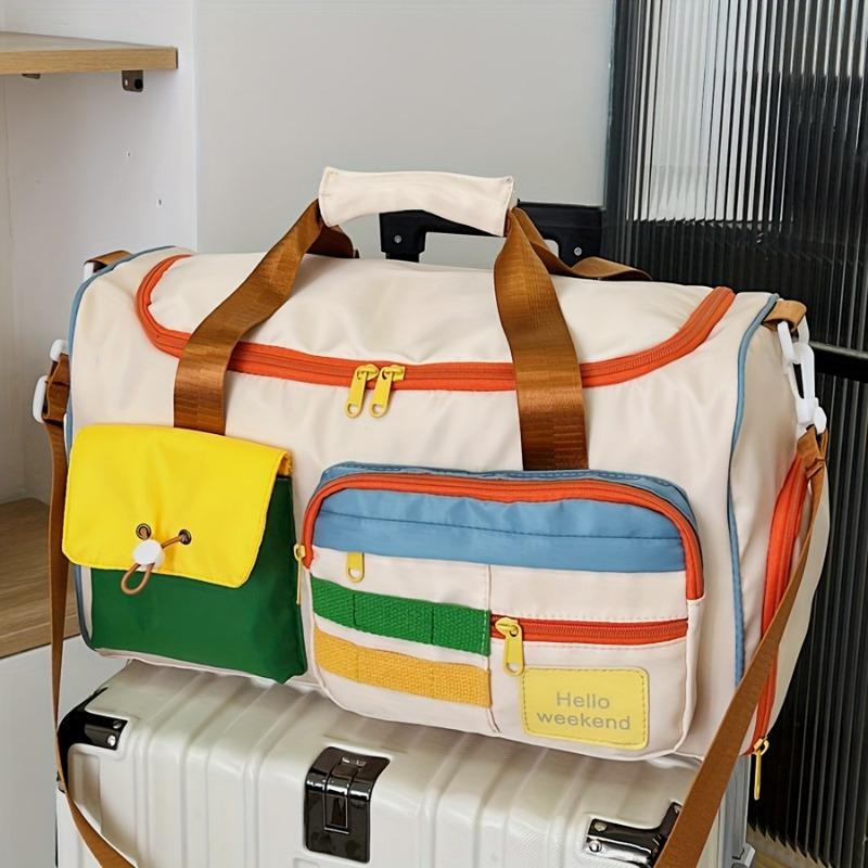 Large Capacity Oxford Fabric Gym Duffel Bag with Shoe Compartment & Adjustable Shoulder Straps, Multi-Pocket Travel Bag for Women