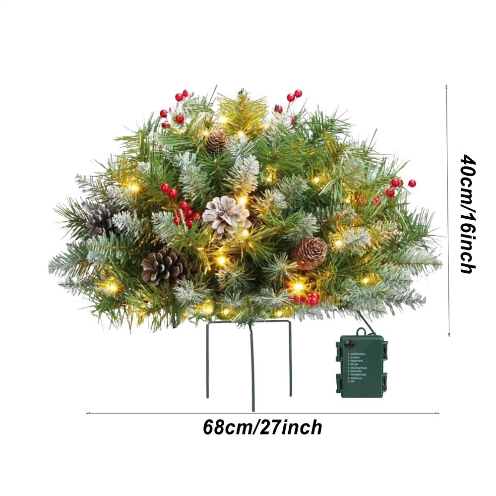 40cm Half-round Mushroom Grounded Garden Christmas Tree Decorations Outdoor Light Up Planter Filler With Tripod Stake