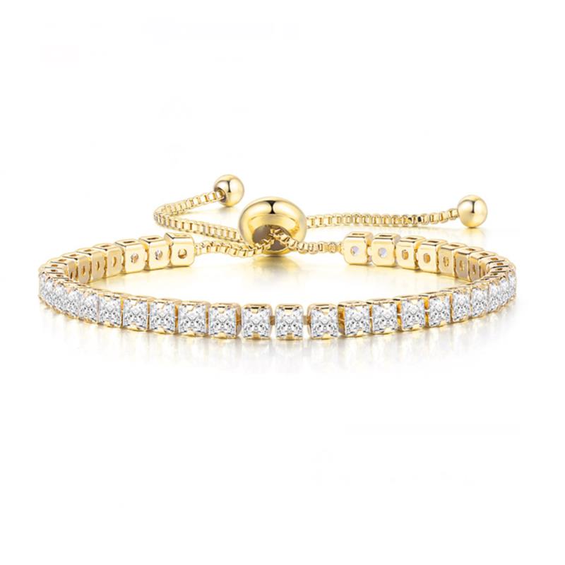 Простой Теннисный Браслет Для Женщин Kpop Роскошный Квадратный Многоцветный 3мм Циркон KPOP Регулируемый Мужской Браслет Хиппи Украшения DZH007