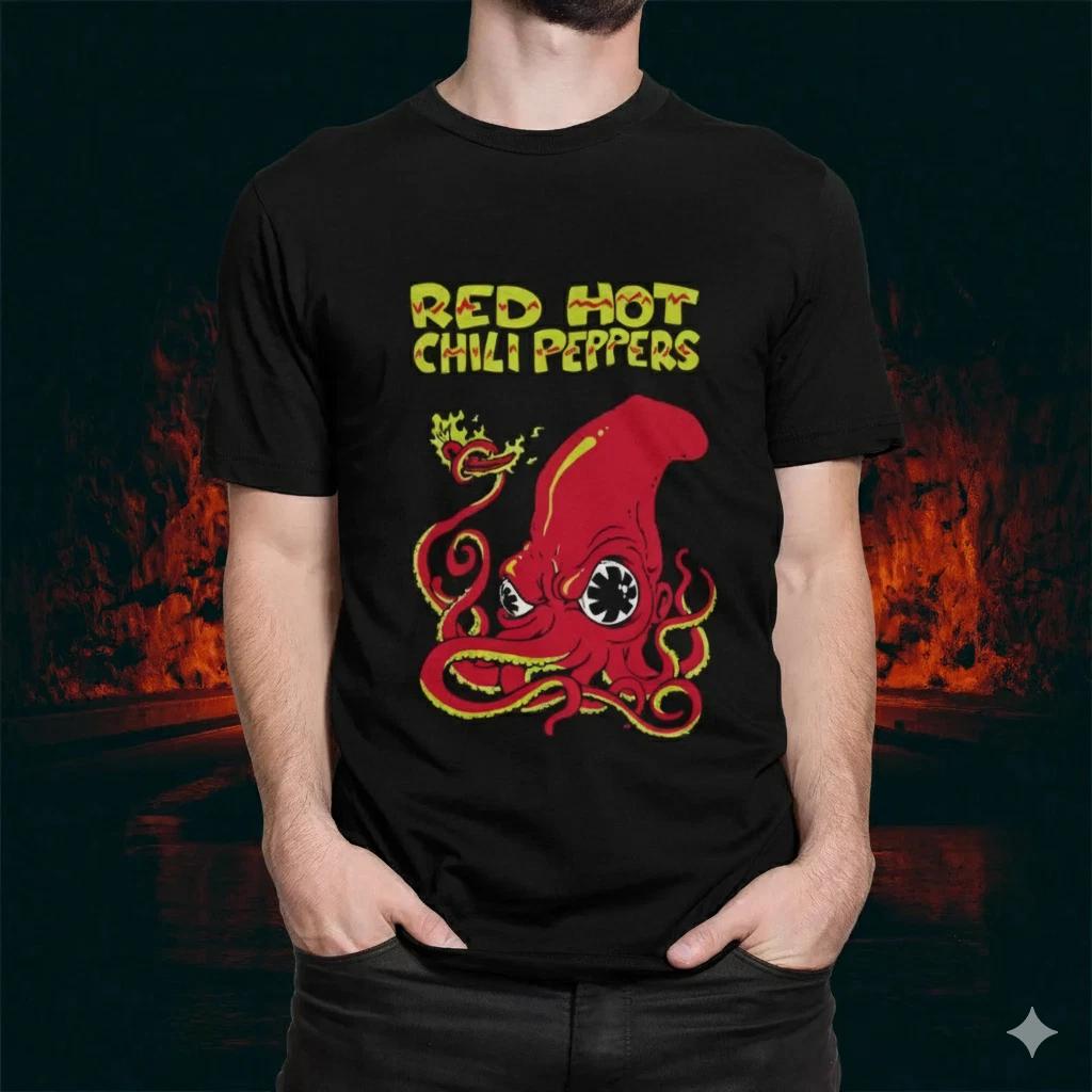 Unisex Adult Casual Music Red Hot Chili Peppers Octopus Graphic T S... S