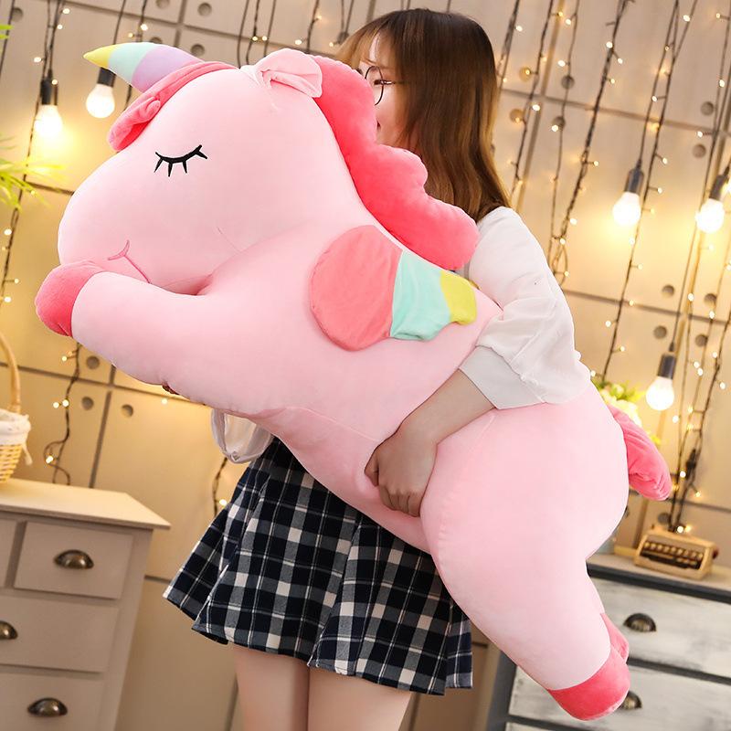 Cute Rainbow Horse Pillow Unicorn Doll Large Ragdoll Sleeping Pillow Ins Girl Heart Doll