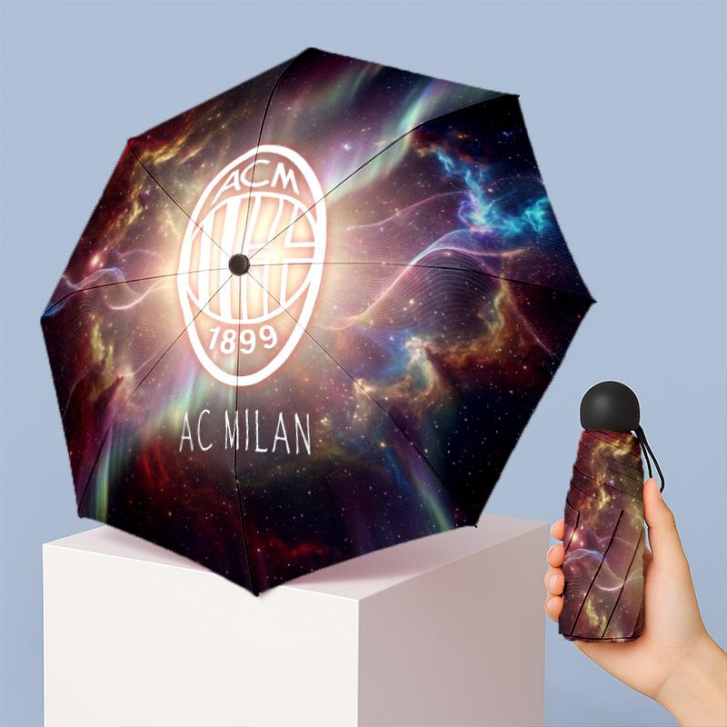 AC Milan Pattern Printed Mini 5 Folds 8 Ribs Compact Umbrella Windproof Waterproof Lightweight Portable Folding