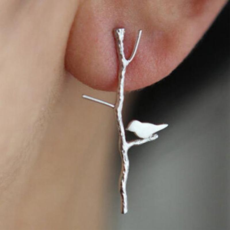 Frauen Mode Vogel Äste Form Ohrringe prägnante Legierung Ohrstecker Schmuck