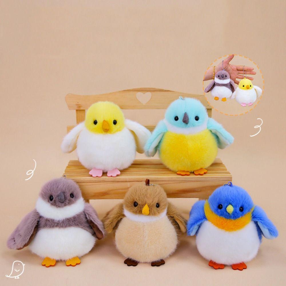 Collection Elf Bird Dolls Key Ring Fluffy Animal Birds Bag Pendant  Backpack Decoration