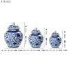 Modern Ceramic Blue and White Porcelain Antique General Jar with Lid Large General Storage Tea Caddy Countertop Home Decoration