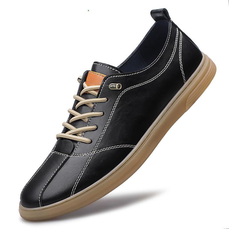 

Классические мужские кроссовки на платформе, повседневная обувь без шнуровки для мужчин, кожаные кроссовки, новые удобные туфли на плоской подошве, весенние мужские лоферы 44 чёрный