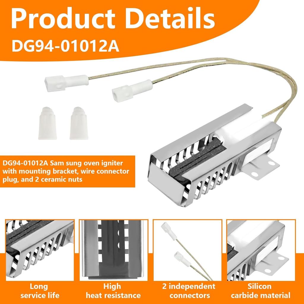 Oven Range Igniter Compatible with Samsung NX58M9420SS/AA Samsung NX58K3310SS/AA Samsung NX58K9852SG/AA Samsung NX58M6850SG/AA Ranges L