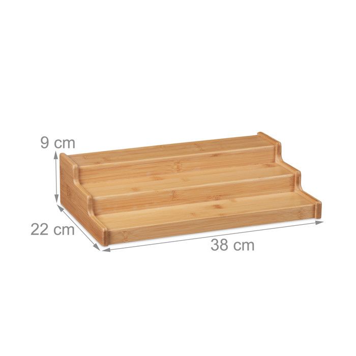 Etagère À Épices - Relaxdays - 10034474 - Bambou Naturel - 3 Niveaux - 22 X 38 X 9 Cm