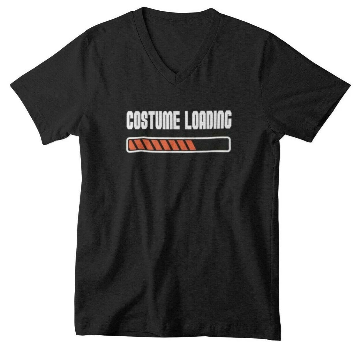 Mens V-neck Costume Loading T Shirt Halloween Party A Man Has No Costume T-Shirt 4XL