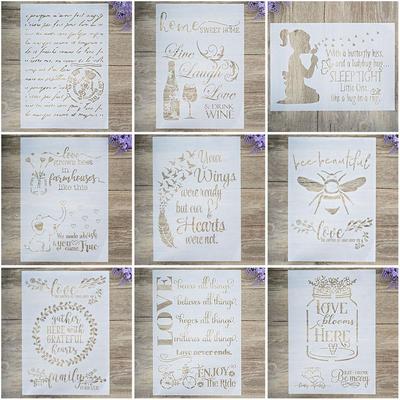 A4 Size Decorative Letter Stencil Template Painting Stencils for DIY Crafts Scrabooking Painting On Wood,Canvas,Floor,Wall and Tile